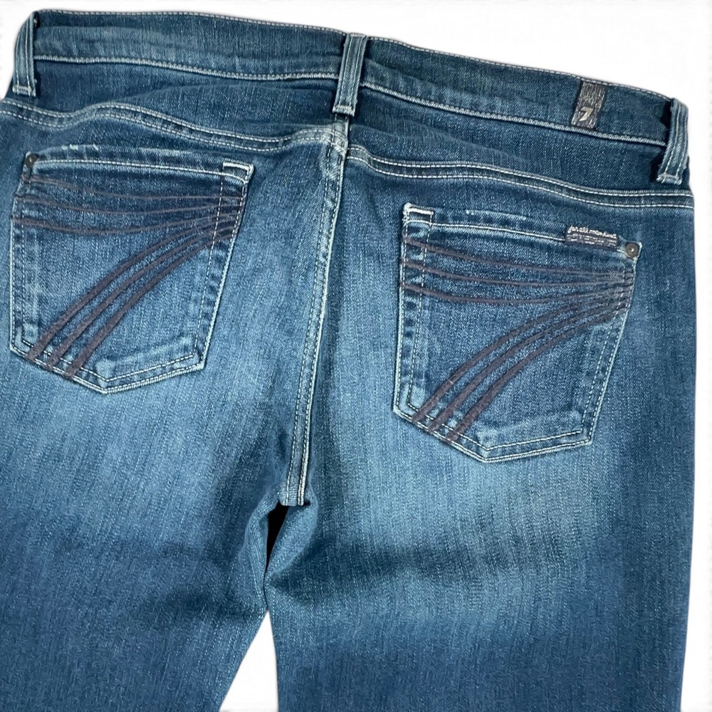 7 For All Mankind Dojo Trouser Womens 30 Dark Blue Low Rise Y2K Flare Jeans